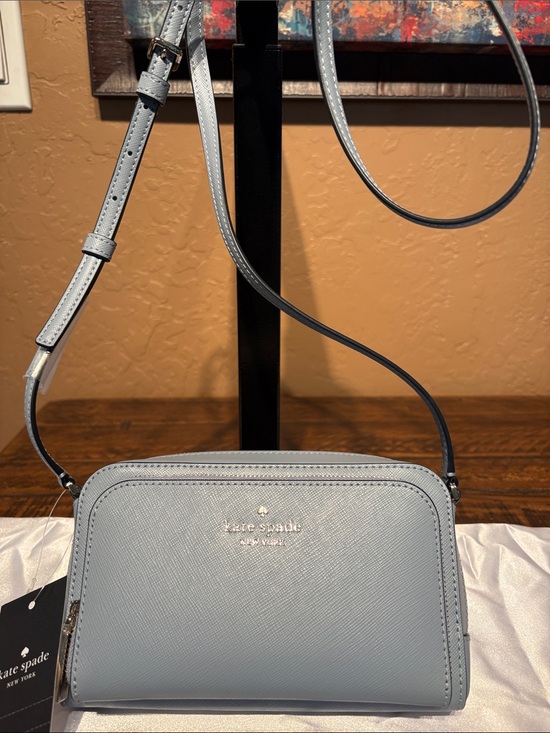 kate spade Handbags - kate spade NWT Stacie Dual Zip Saffiano Leather in Muted Blue MSRP $279